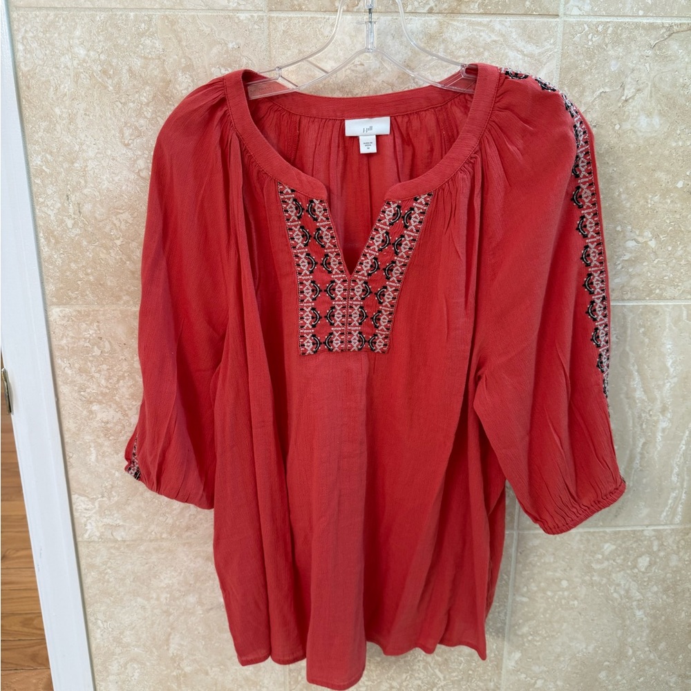 J. Jill Reddish Orange Blouse Top